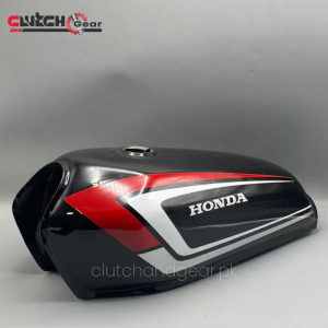 Black Fuel Tank with Red & White Stripes